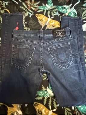 True Religion Rocco Relaxed Skinny Moto Jeans Dark Wash Size 29 NWOT